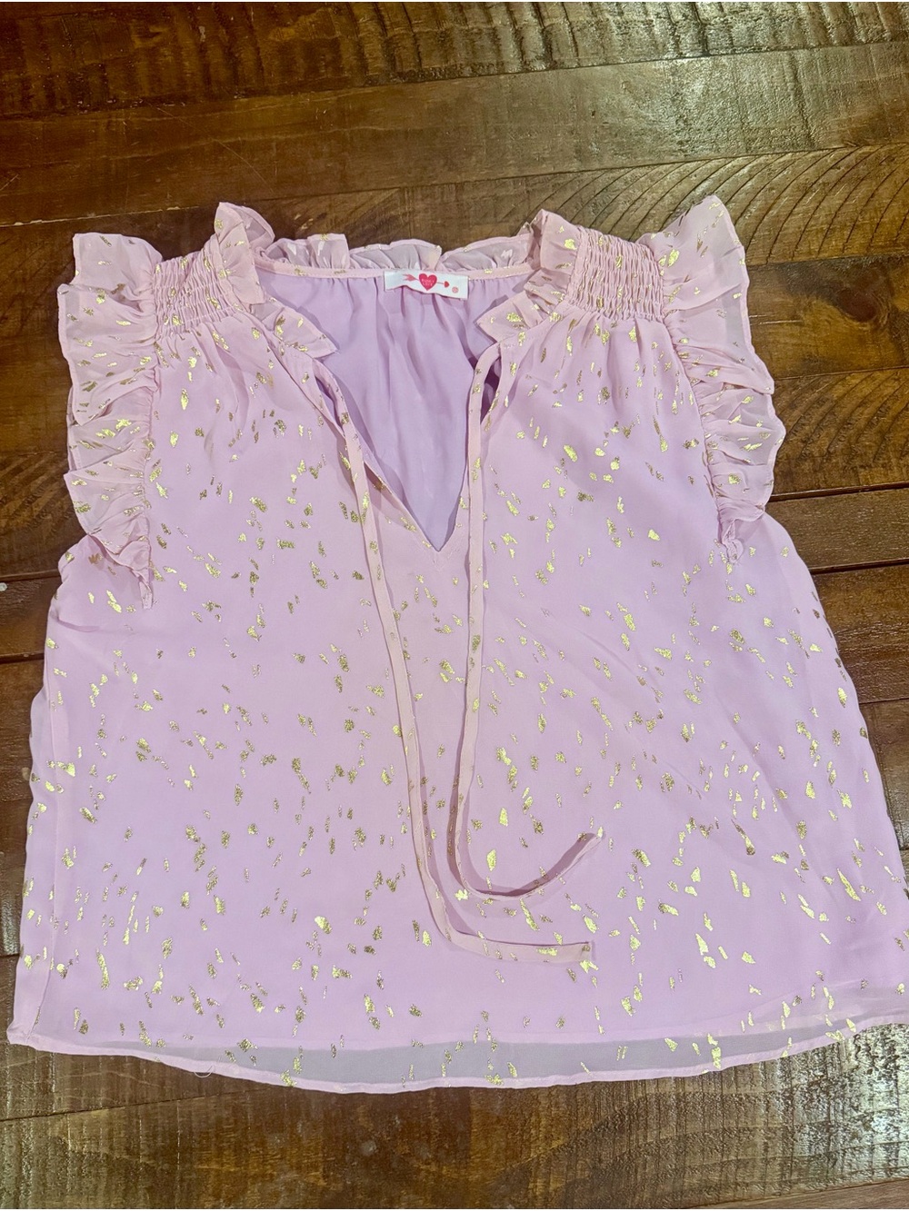 Buddy Love Lavender Ruffle Blouse with Gold Foil Detail